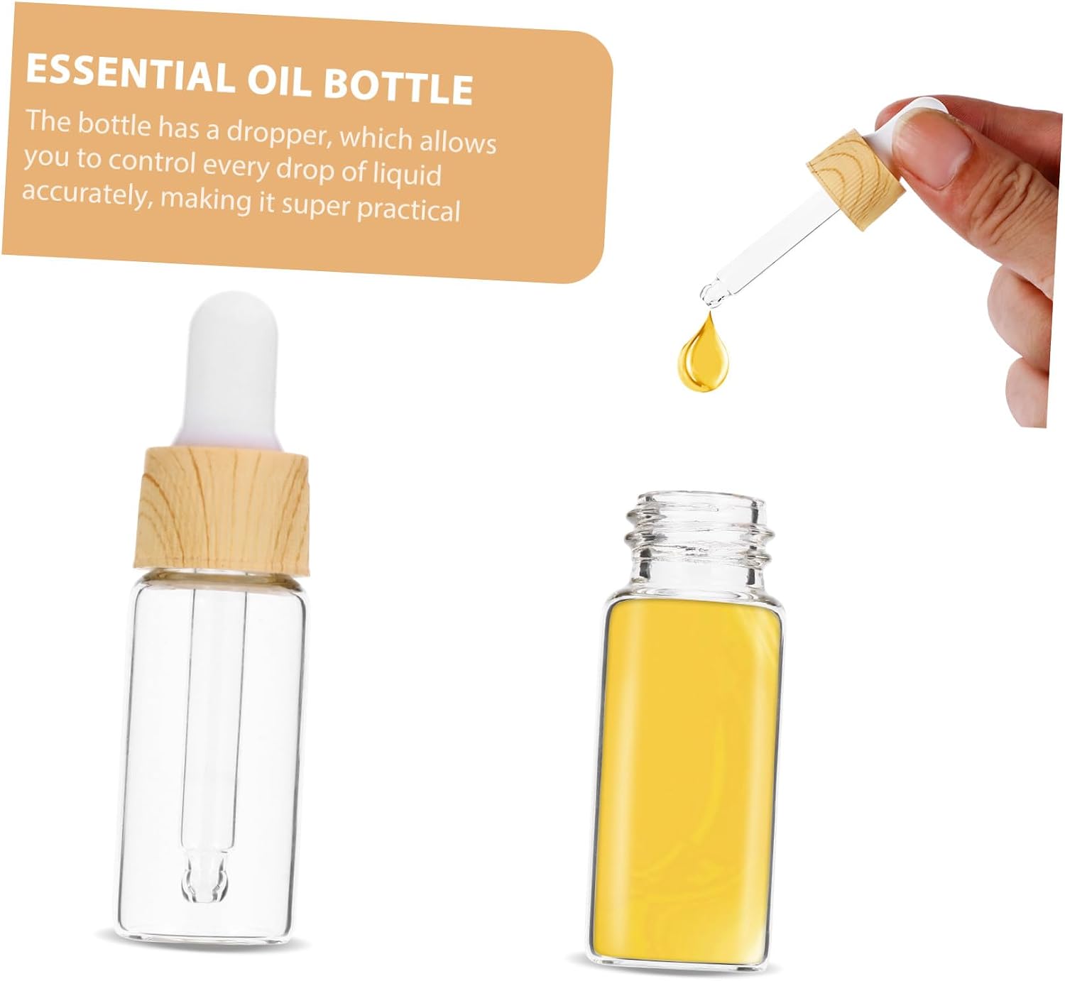 Vaguelly 8pcs Dropper Essential Oil Bottle Portable Vials for Grain Dispenser for Travel Home and Business Use