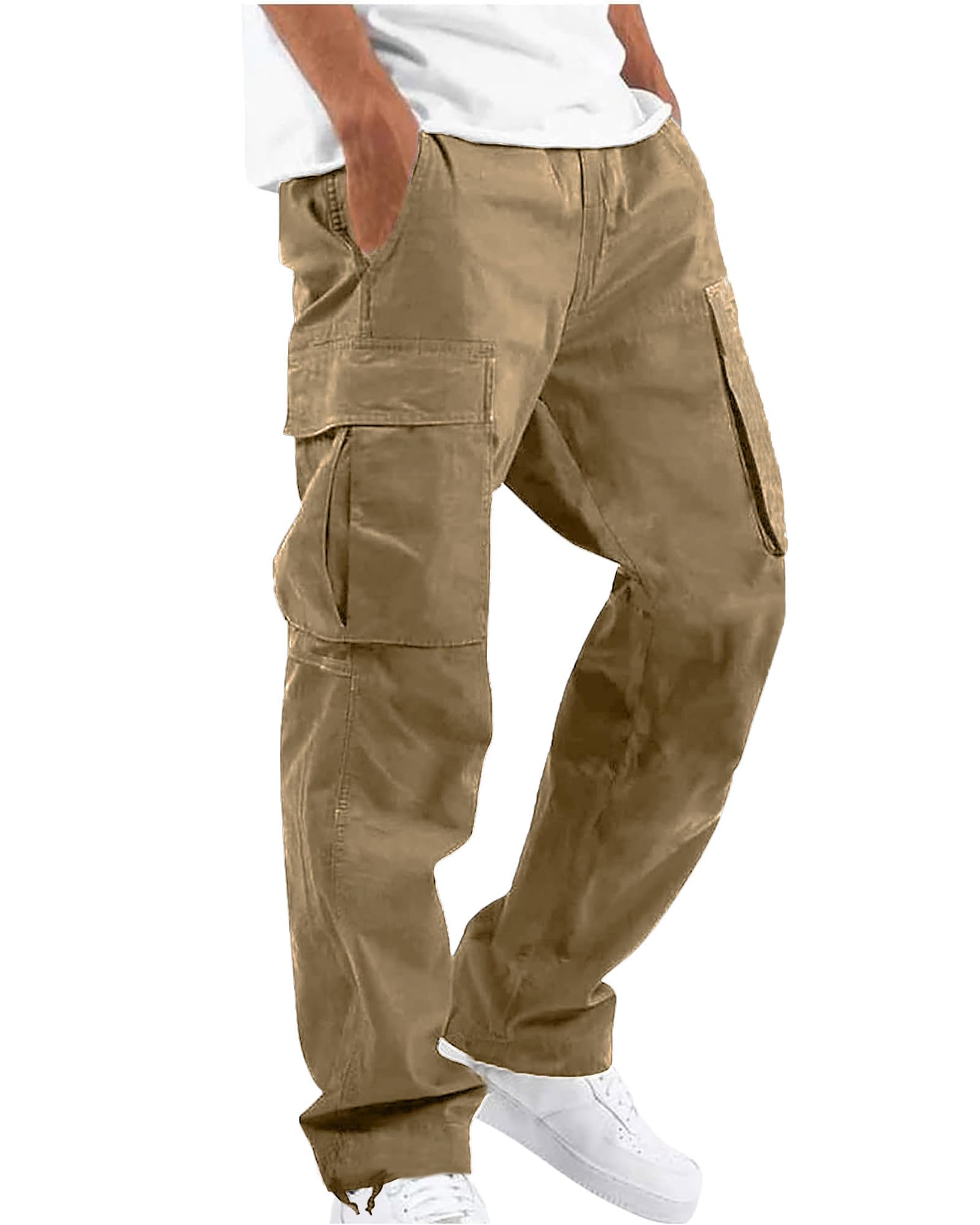 NANAMEEI Pantalon Cargo Homme avec 6 Poches Version Épaissie Pantalons de Travail Taille Elastique Casual Baggy Homme