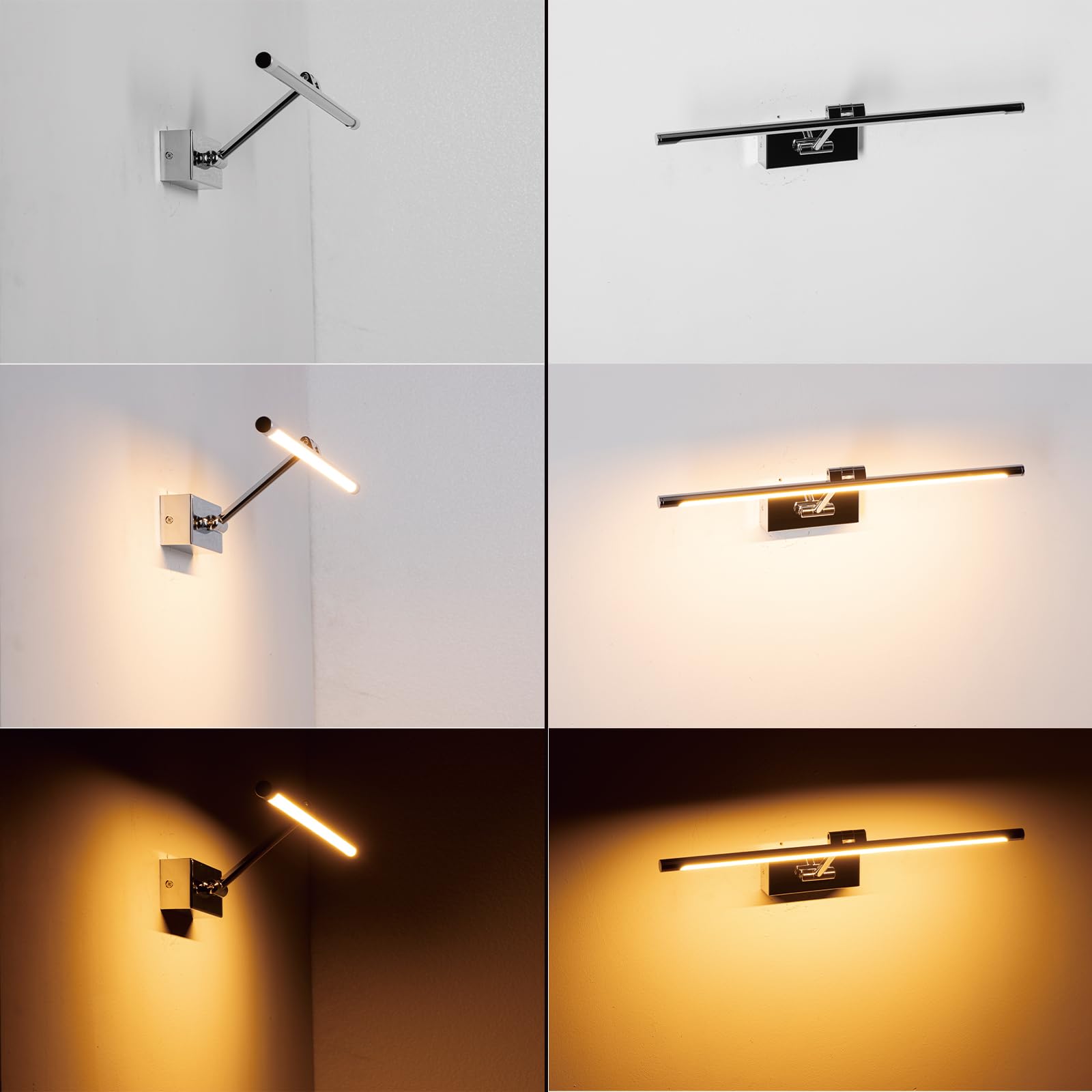 Alpinaluz Aplique LED para Cuadros y Espejos 48 cm 10W 2700K Luz Blanca Cálida Cromado Brillante con Brazo Articulado Orientable para Iluminación Precisa y Elegante