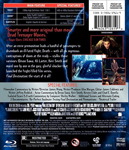 Final Destination Blu-ray Película Destino Final 2000 Formato USA Colección 3
