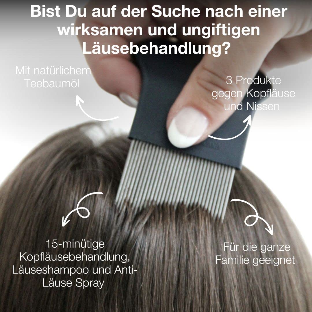 Australian Bodycare 15 minütige Kopfläusebehandlung | Kopfläuse 3er Set gegen Läuse und Nissen | Anti Läuse Shampoo, Spray und Anti Lice Behandlung | Mit natürlichem Teebaumöl für die ganze Familie