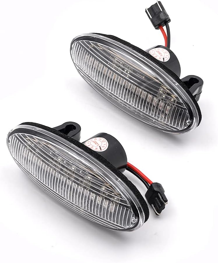 2Pcs Full LED Amber Dynamic Sequential Blink Side Marker Lights for Ni.ssan Juke/Juke Nismo Leaf Cube Clear Lens Fender Turn Signal Light Replace OEM Side Marker lamp
