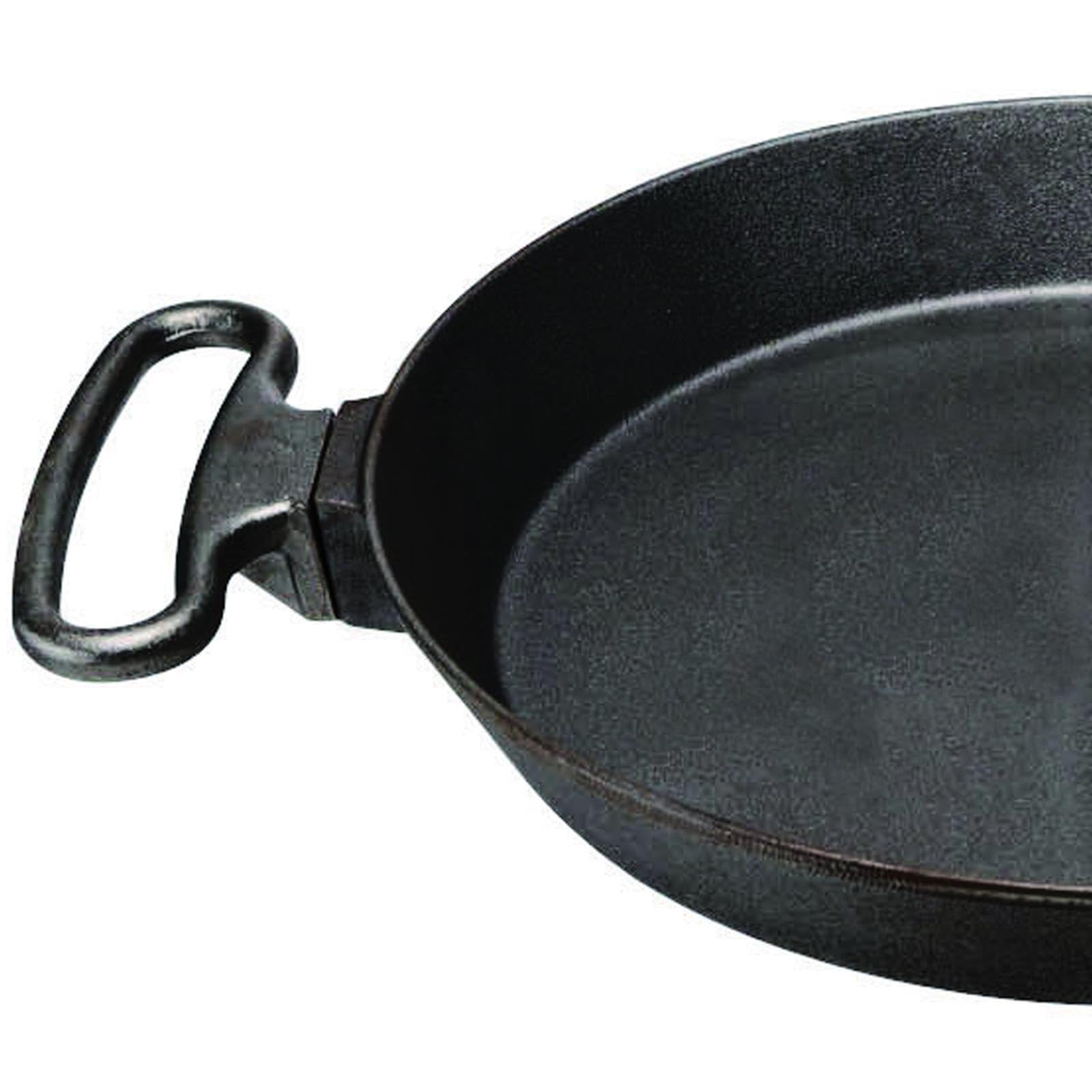 SKK große geteilte Outdoor Party-Pfanne Ø 80 cm - XL Bratpfanne Aluguss beschichtet mit Mittelsteg & 3 Griffe ideal für Grillpartys - Made in Germany