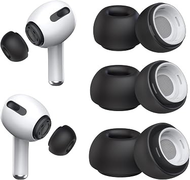3 Pairs Replacement Ear Tips for AirPods Pro and 2nd Generation with Noise Reduction Hole, Silicone Ear Tips for AirPods Pro with Portable Storage Box and Fits in Charging Case (S/M/L, Black)