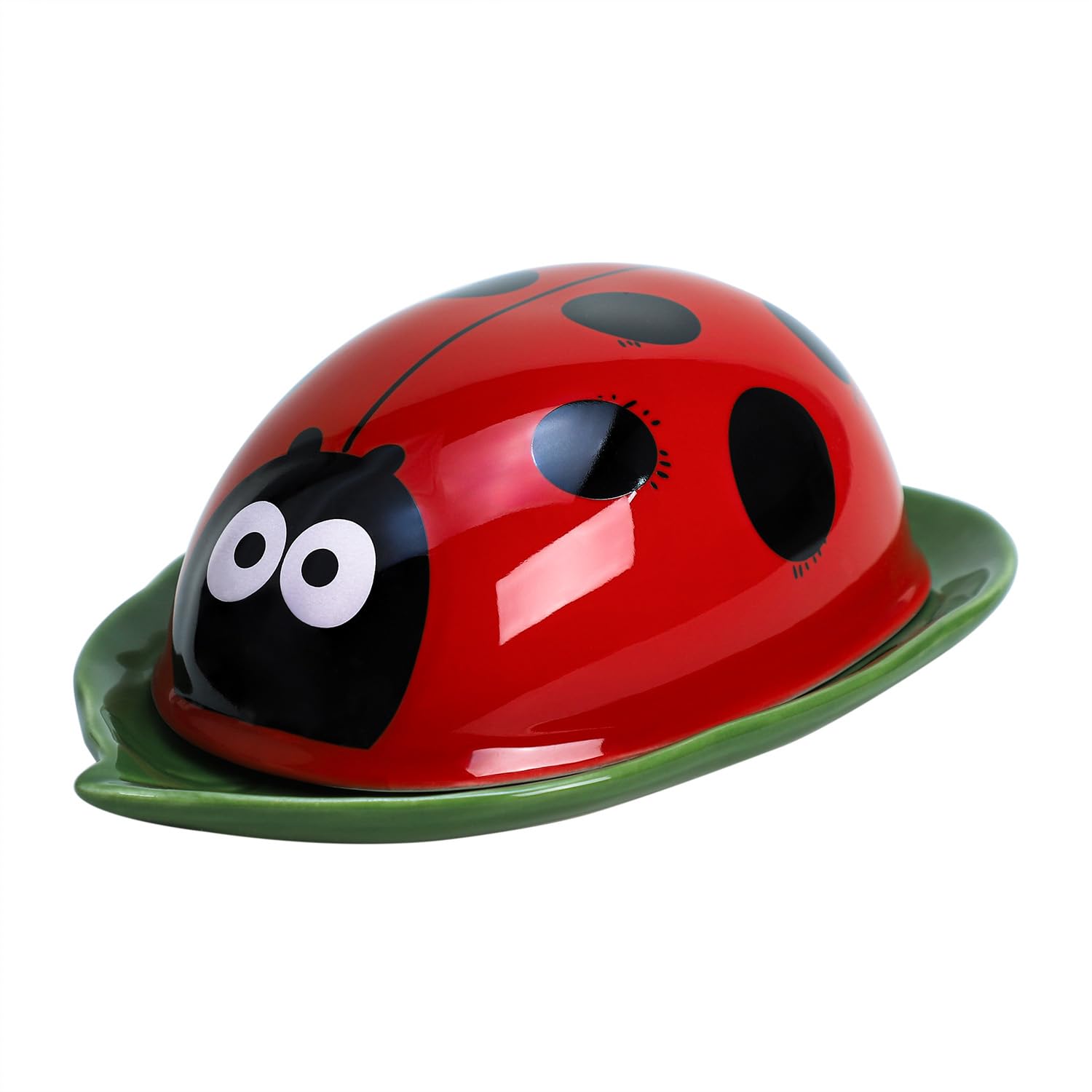 Amazon.com | Bicuzat Ceramic Ladybug and Leaf Butter Dish with Lid