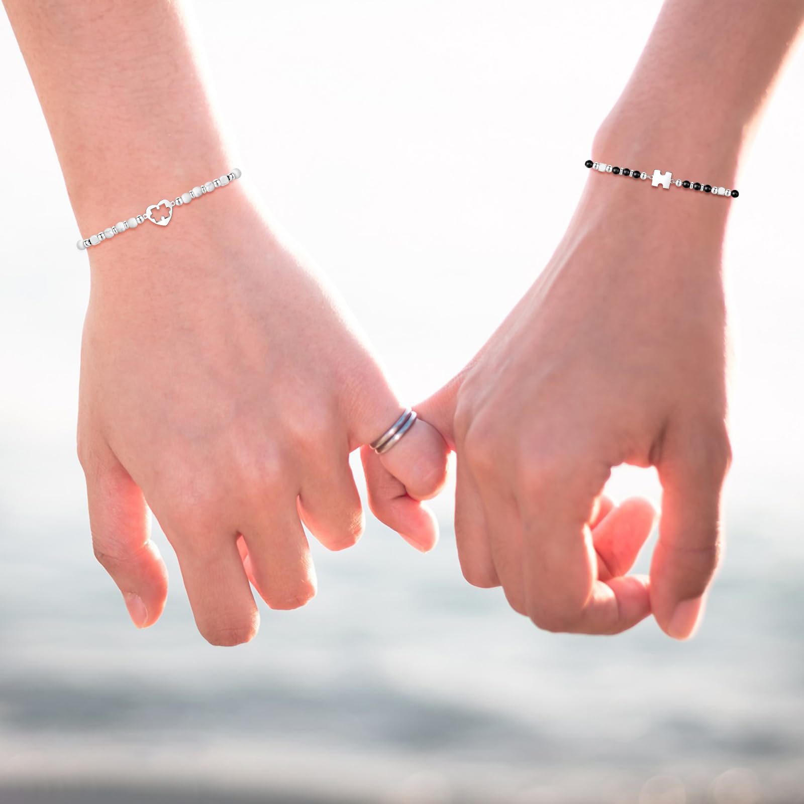 CheersLife Idee Regalo Donna Uomo Natale, Regalo Anniversario San Valentino per Lui Lei, Bracciale Puzzle Amore Romantico Regalo Compleanno per Fidanzata Fidanzato Marito Moglie Coppia Sorella Amica