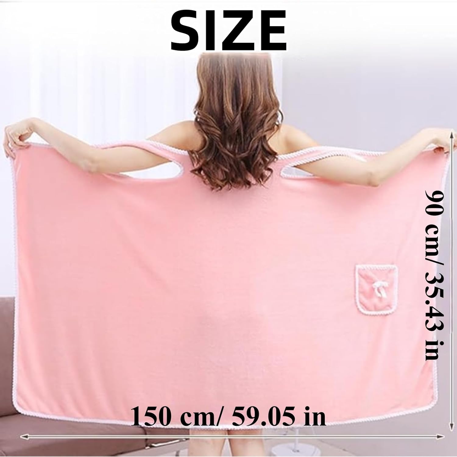 Adjustable Soft Bath Wrap Dress, Plus Size Women's Wearable Shower Skirt, for Shower Travel Gym