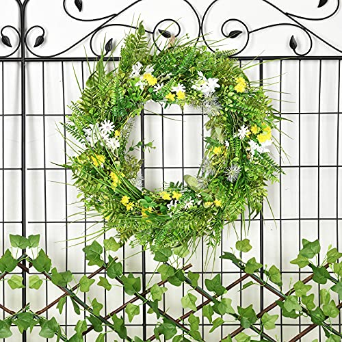 Wofair 18.5 Inch Eucalyptus Welcome Front Door Wreath, Artificial Spring/Summer/Fall Framhouse Wreath With Flowers Leaves Fern, Outdoor Greenery Wreath For Home Wall Porch Wedding Decor #TOP2