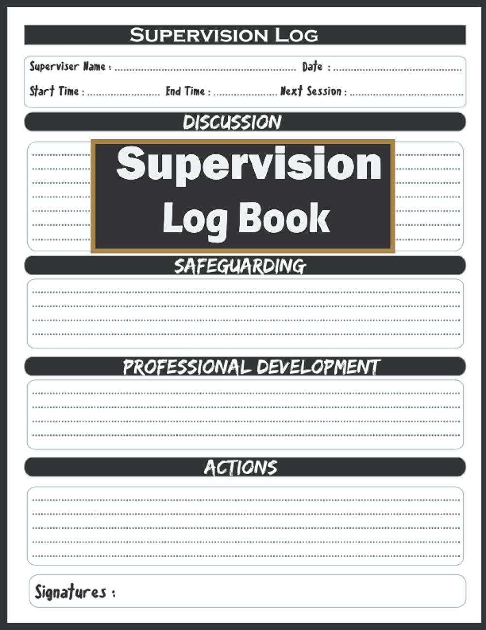 Supervision Log book: Training Monitoring Planner Notebook, Supervision Notetaking, Record Sessions, Notes, Training Development, Action Plans, Best Gift for Therapist, Manager, Counsellor.