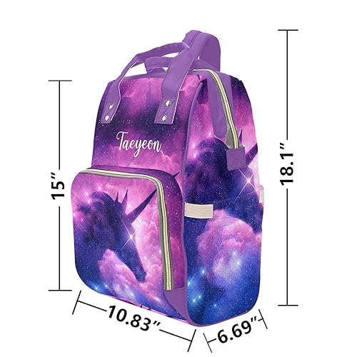 Miniatura 6 de Bolsas de pañales con diseño de unicornio y cielo estrellado, mochila con nombre personalizado, bolsa de pañales de lactancia, bolsa de viaje,