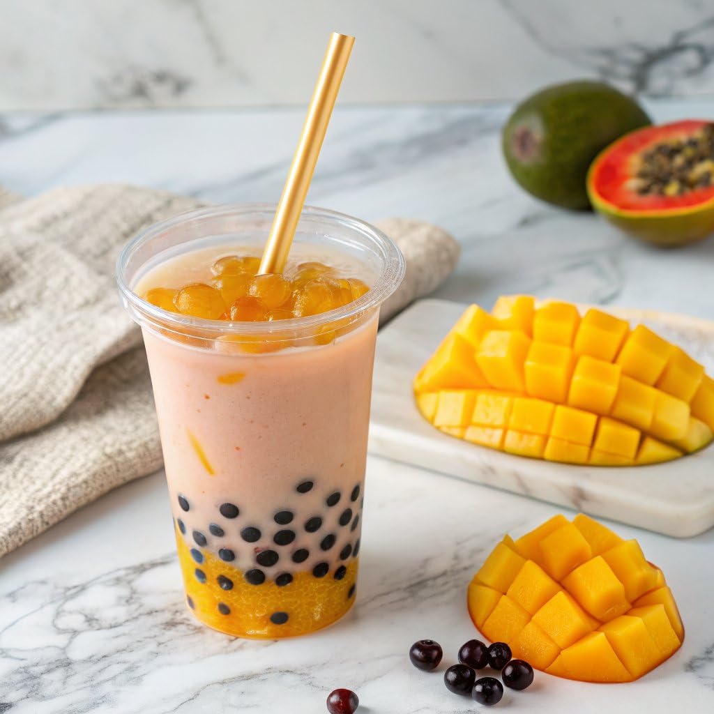 Fanale Popping Boba Pearls for Bubble Tea - 2 lb (1 lb X 2) | Mango | Bursting Boba Pearls Bubble 450g X 2 | Real Fruit Juice for Shakes, Dessert, Smoothie | FPB002-SP450 X 2