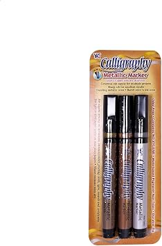 Yasutomo 2mm Tip Calligraphy Metallic Markers, Assorted Colors NSC703M
