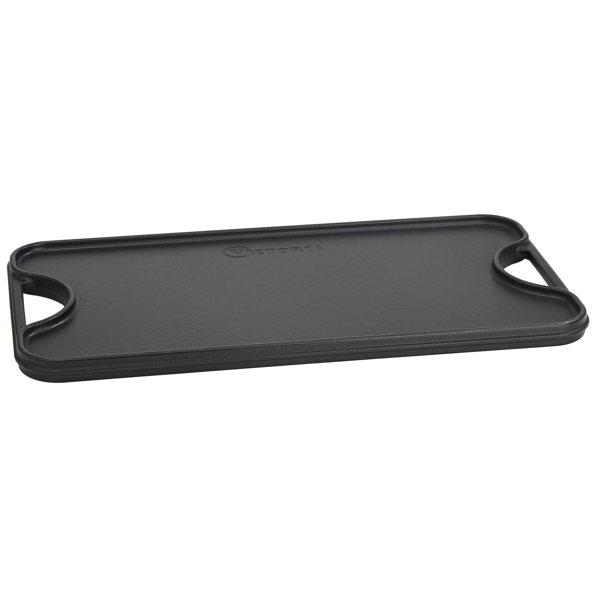 VICTORIA Bistecchiera Ghisa Smaltata, Piastra per Grigliare Reversibile 47 X 25 cm per Fuoco, Barbecue, Forno, Vetroceramica, Gas, Priva di Sostanze Tossiche e senza PTFE