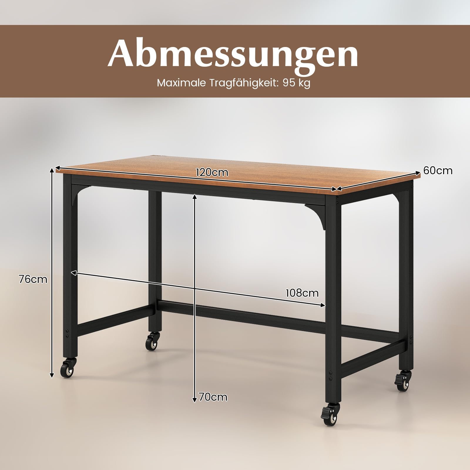 COSTWAY Schrijfbureau computertafel, multifunctionele tafel met een grote lade