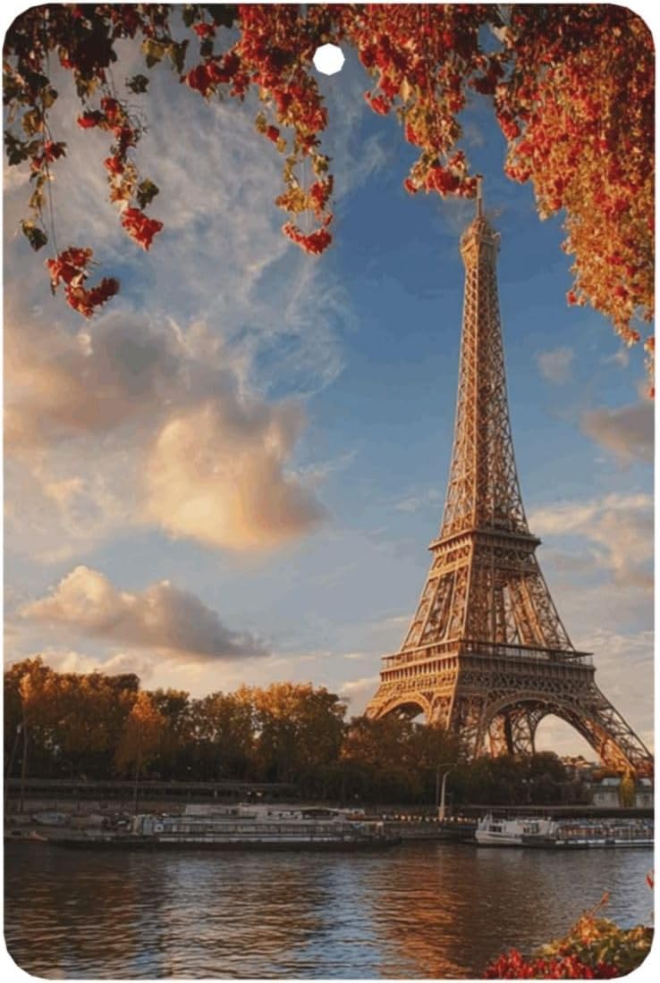 Car Air Freshener 24 PCS eiffel tower paris autumn Hanging Car Air Fresheners Auto Interior Decor Card Freshener Strong Scented Card Lavender Cars Scents for Office Bedroom Close Drawer Rectangle