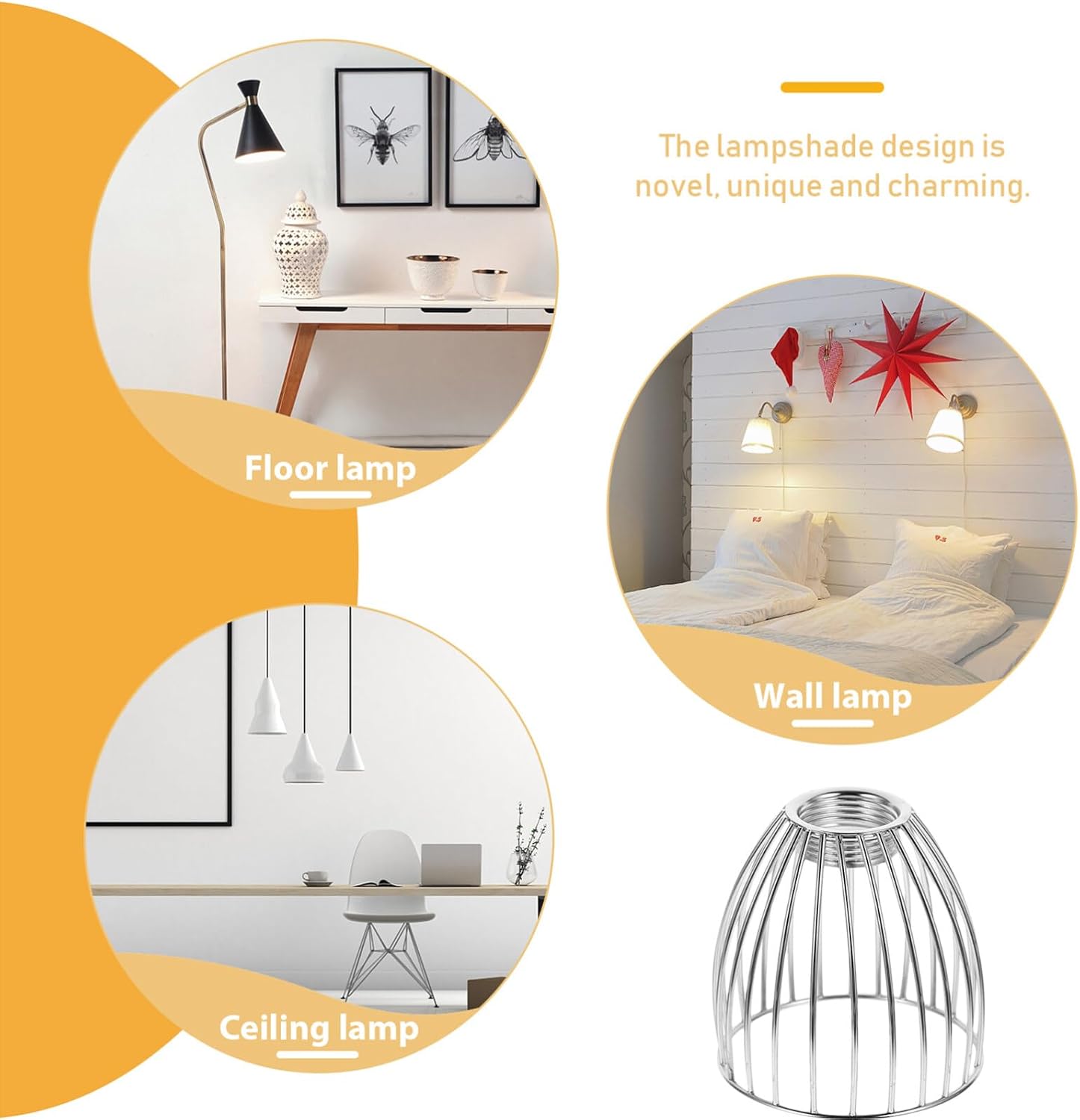 2pcs Metal Lamp Cage, DIY Cage Light Fixture Lamp Replacement Vintage Rustic Bulb Covers Chandelier Shade for Hanging Pendant Lighting