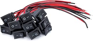 SIXQJZML 10 Pcs AC 6A/250V 10A/125V 2 Solder Lug SPST On/Off Mini Boat Rocker Switch Car Auto Boat Round Rocker 2Pin Toggle SPST Switch Snap