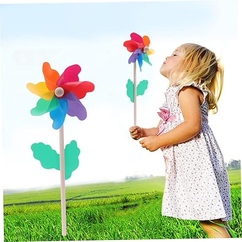 Miniatura 8 de 10 piezas de juguetes de madera para niños, juguetes a granel para niños, mini molino de viento de plástico, molinos de viento para el patio, regla