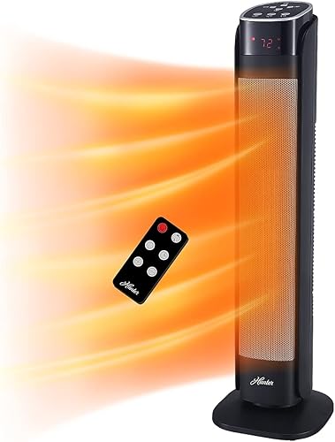 Miniatura 3 de WarmWave Deluxe Digital 30" Torre oscilante de cerámica calentador de espacio con control remoto, negro