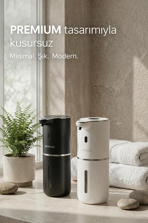 Otomatik Sensörlü Köpük Sıvı Sabunluk - Şarjlı- Dijital LED Ekran - Duvara Monte - P18 Model (BEYAZ)