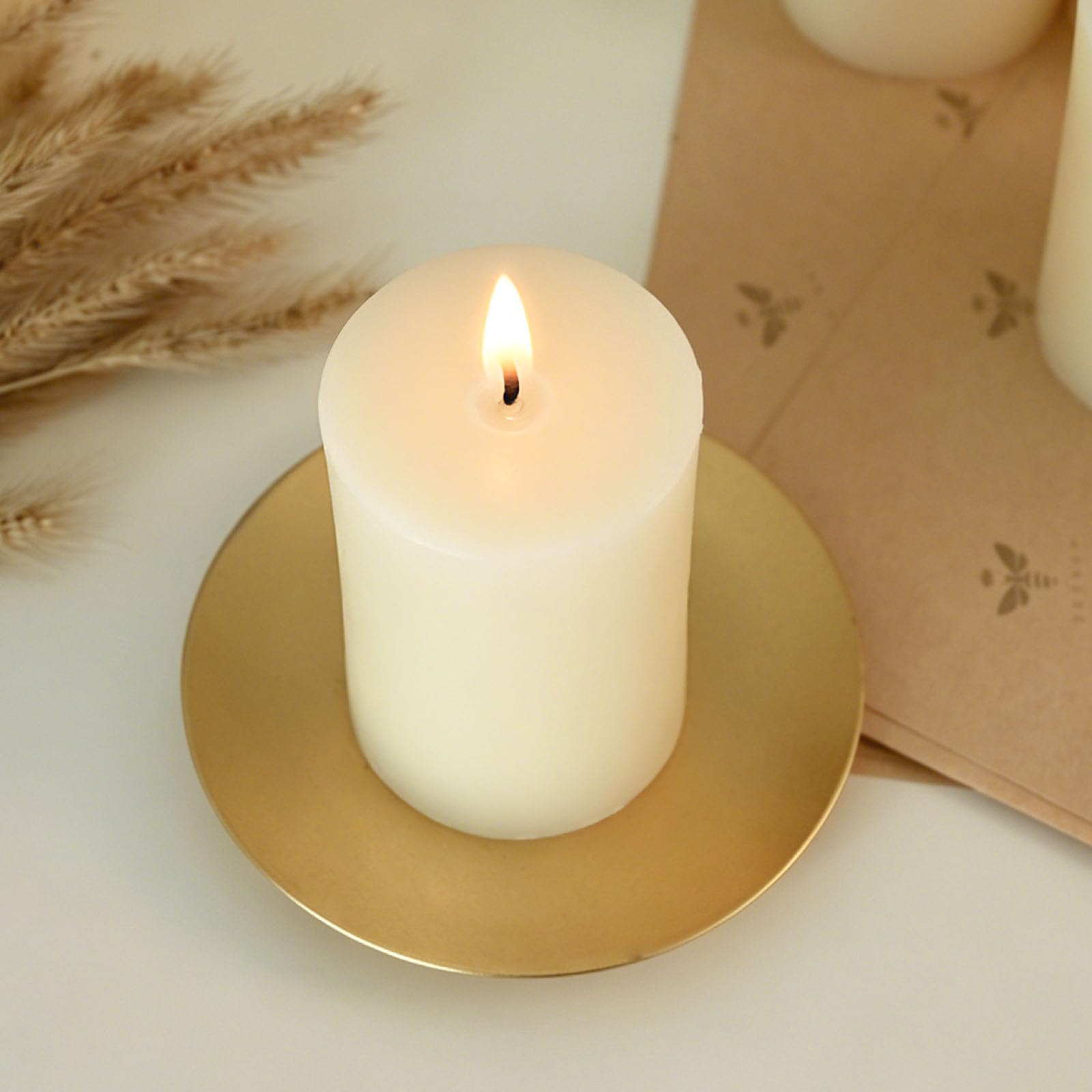 DEYBBY Set di 4 candele a colonna in cera d'api bianco avorio, 5,1 x 7,6 cm, candele in pura cera d'api con profumo naturale per decorazione oscurante, decorazione di emergenza, spa e relax