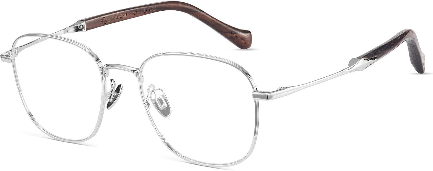 Retro Big Square Wood Glasses for Women Men Computer Eyeglasses