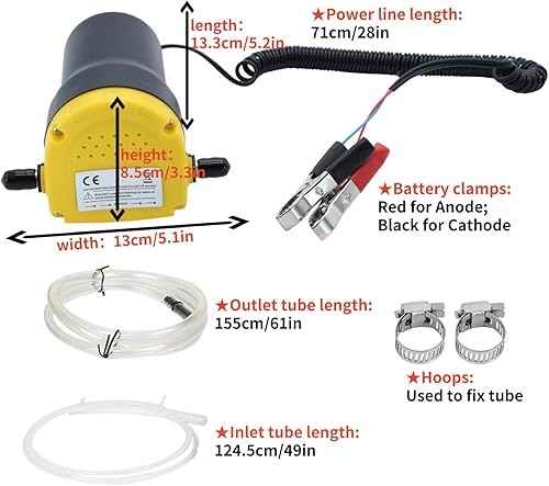Miniatura 3 de Extractor de bomba de cambio de aceite de 60 W y 12 V, kit de bomba de transferencia de aceite de succión de líquido diésel para automóvil, moto