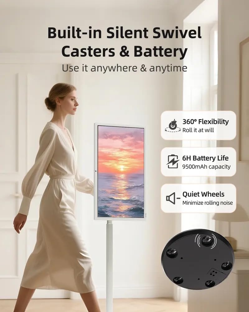 Portable Smart Touchscreen TV with Stand, Mega Rolling Display, Wireless Smart Monitor with Camera, Remote, and App Access (24")