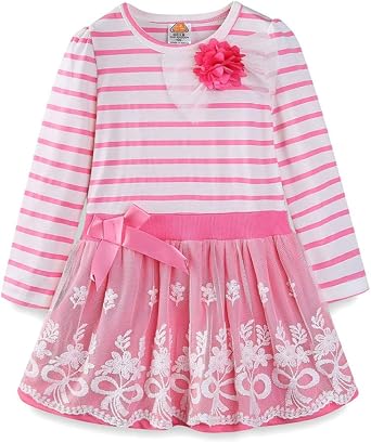 Mud Kingdom Little Girls Dresses with Long Sleeves Cute Tulle Patchwork