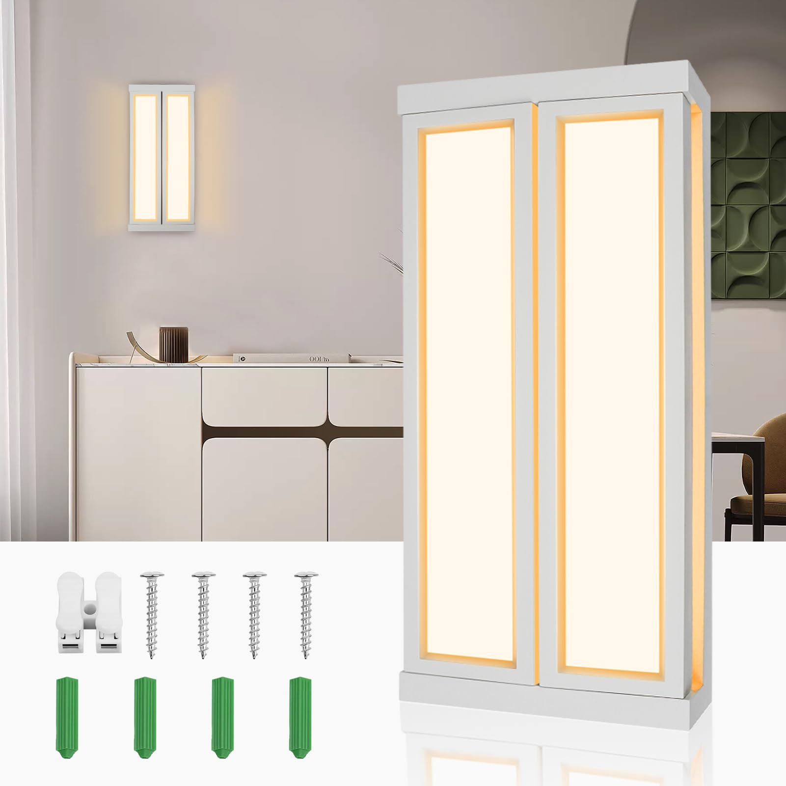 GOAOERCIC Modern Wall Sconce, 10 Inch LED Wall Light with 180° Adjustable, Foldable Wall Lamp with 2 LED Tube Lights, 2800K Warm White Wall Mount Lighting for Living Room, Bedroom, Hallway, Stairway