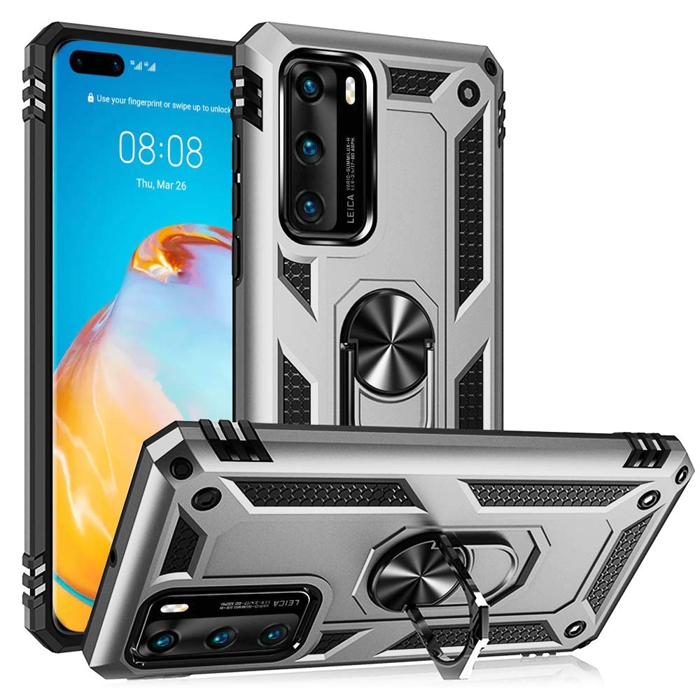 NALIA Ring Handyhülle Für Huawei P40 Pro – Mit 360° Drehbarem Fingerring, Magnetisch Für KFZ-Halterung, Schwarz
