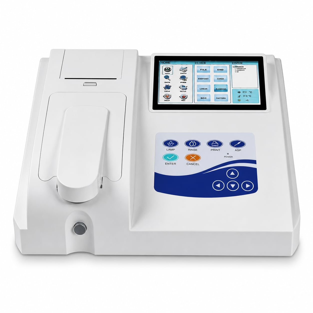 BC300 Semi-Automatic Chemistry Analyzer, Biochemistry Analyzer with 30μl Quartz Flow Cell, 0.001Abs Resolution, QC Chart, Touchscreen, 500+ Test Programs, 10,000 Results Storage