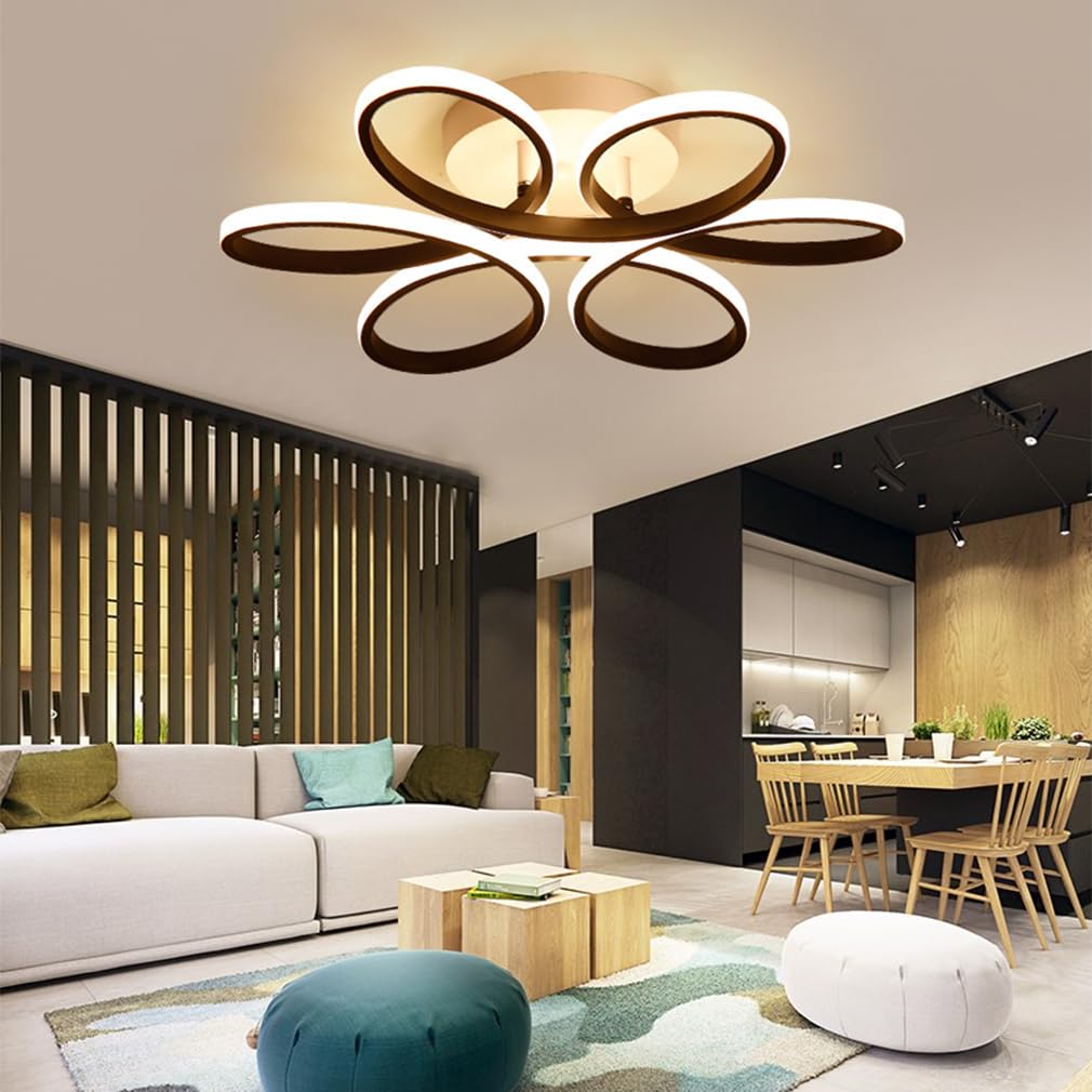 QAZPLM Living Room Ceiling Light Dimmable LED Modern Bedroom Ceiling Light Dining Room Study Ceiling Light (Black)