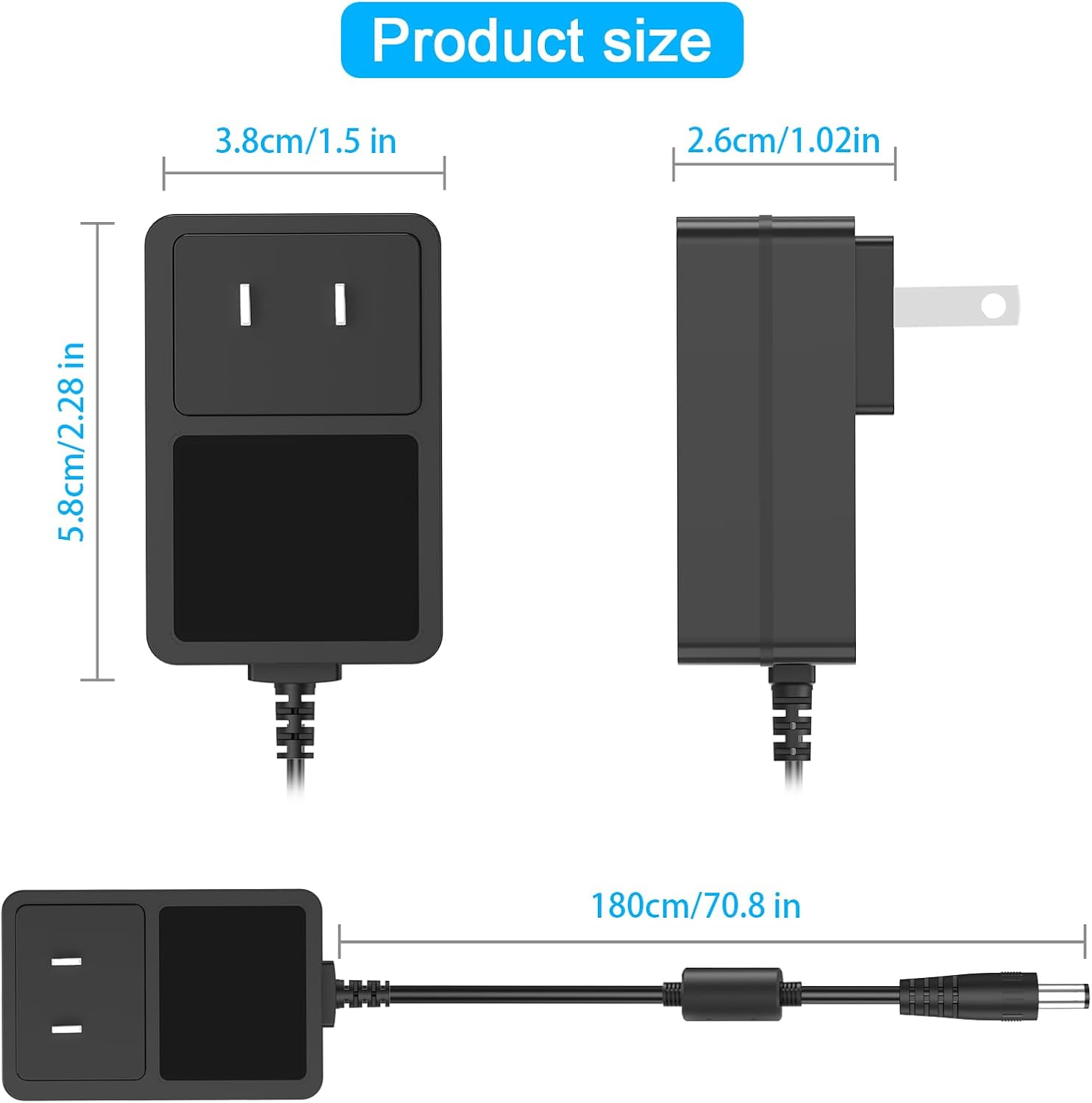 TKDY 18V 1A DC Power Supply Adapter, AC 100-240V 50-60Hz to DC 18Volt US Plug fit for 18Vdc 1000mA 750mA 500mA 0.1-1000mA Power Cord, (Incompatible 18V Battery Charger). 8 61STGaFcuhL. AC SL1500