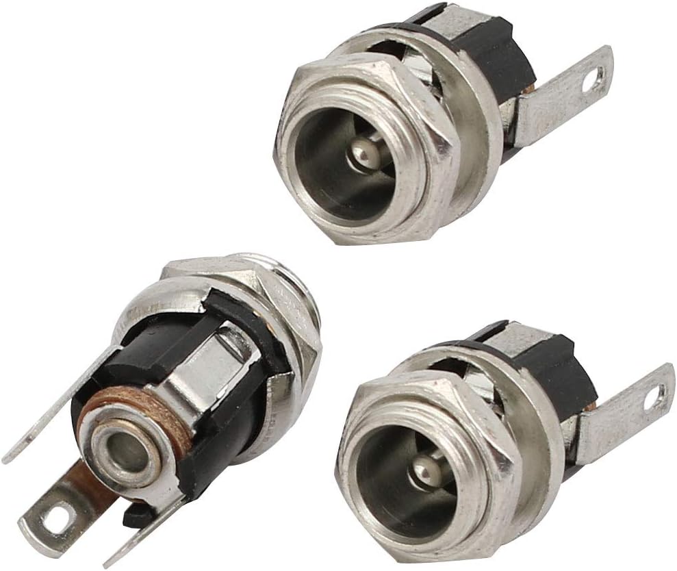 3Pcs 5.5mm Distribution electrical x 2.1mm 3 Terminals DC Power SocketMount Connector W Nuts DC-053A