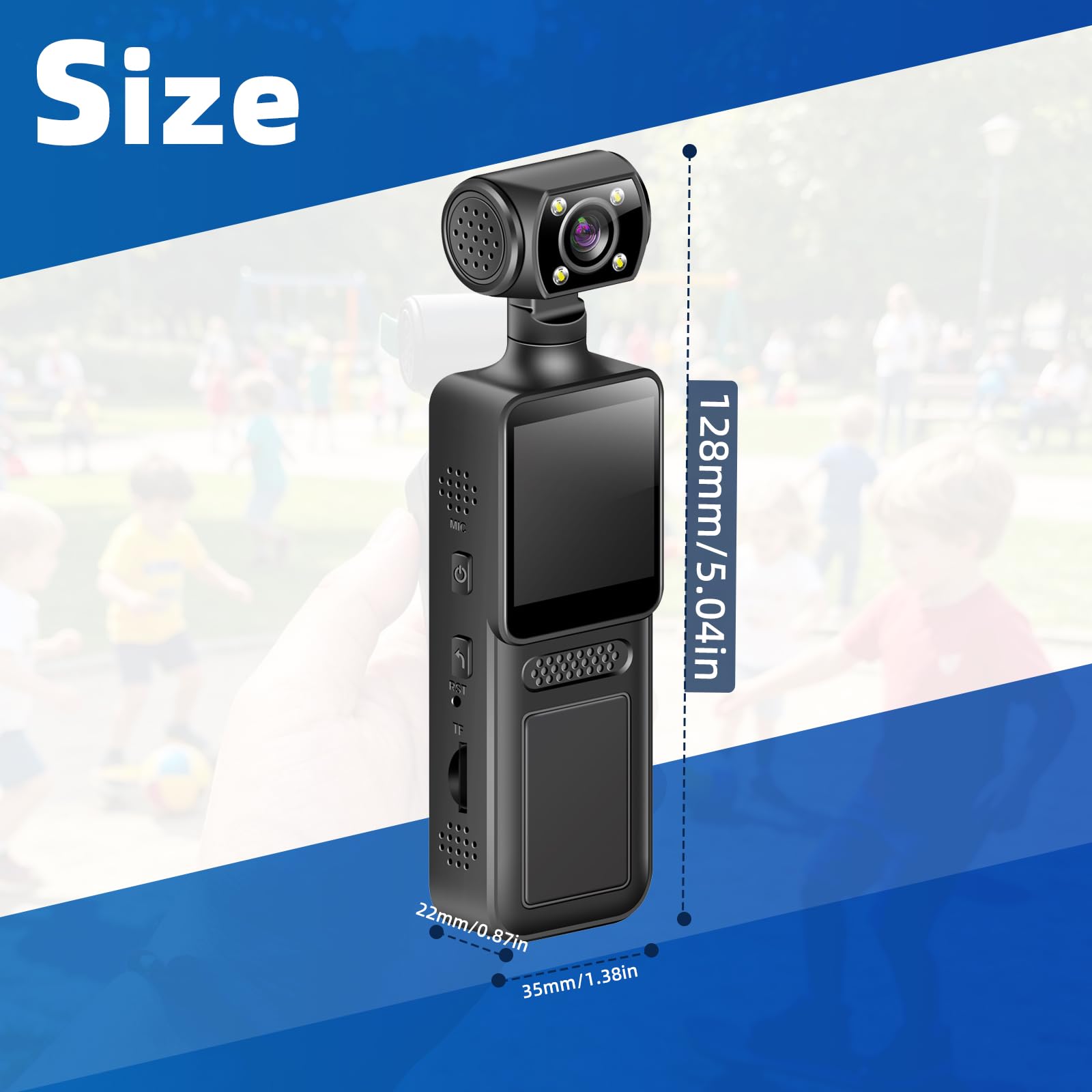 Videocamera vlog 4K 40MP Wi-Fi per viaggi all'aperto | grandangolo ultra 135°, touch screen da 1,33", clip stabile per riprese a mani libere, supporta schede di memoria fino a 256