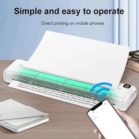 Portable Mini Inkless A4 Thermal Printer Pocket Photo Document Printer -compatible Thermal Printer Easy to Use