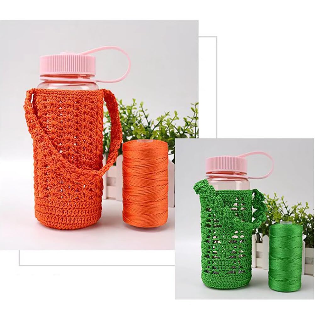 3 Rolls Macrame Cord 1.5mm, 100g/Skein Single Strand Ice Hemp Thread Solid Color Macrame Rope Macrame Yarn for Knitting Crocheting Summer Sun Hat, Shoe, Bag, Doll, Coaster, Cup Cover