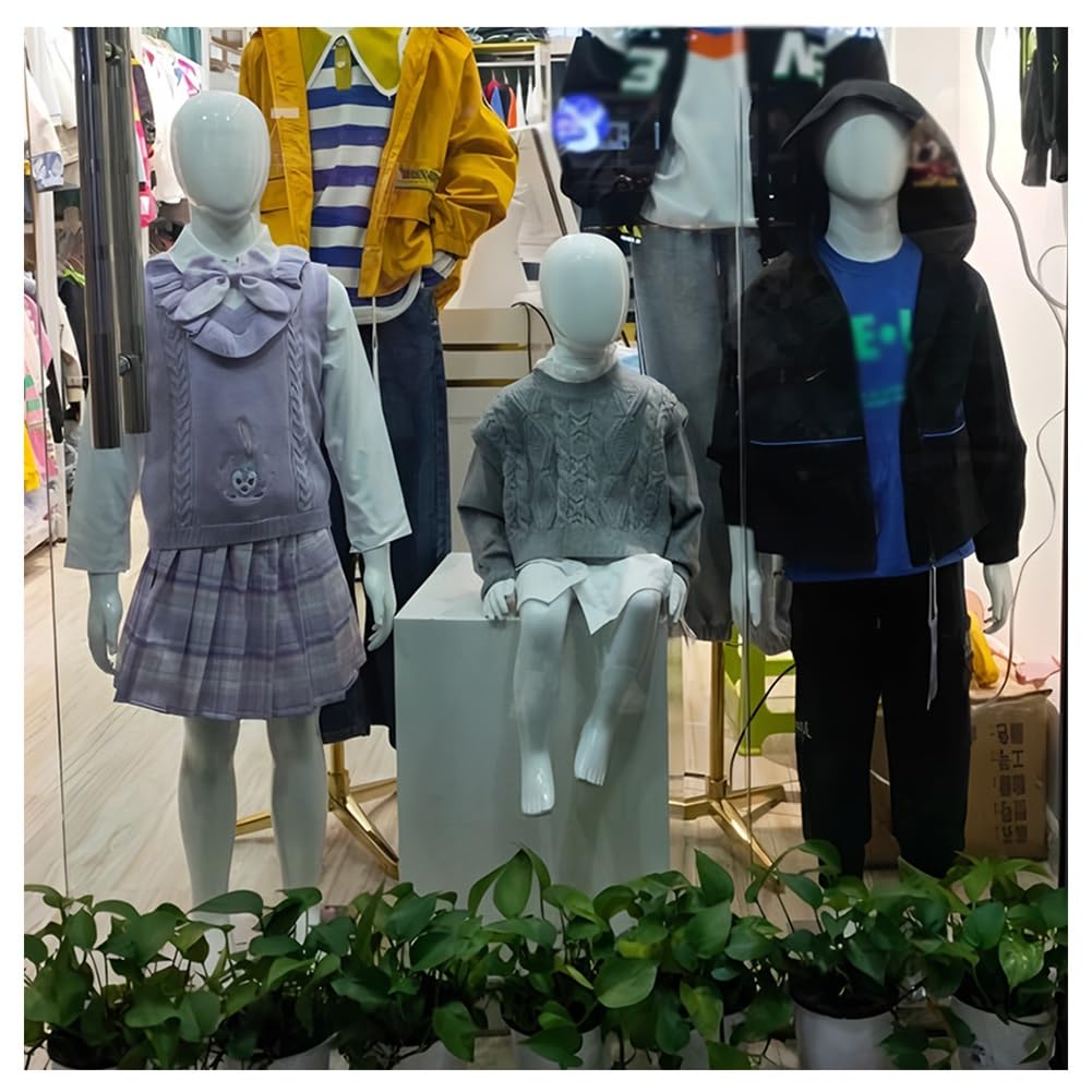 Maniquí Infantil De Cuerpo Entero, Maniquí Infantil Realista Desmontable, Maniquí De Exhibición De Ropa Con Base De Cristal, Para Fondo Fotográfico, Escaparate Y Tienda De Ropa(C-100cm Height)