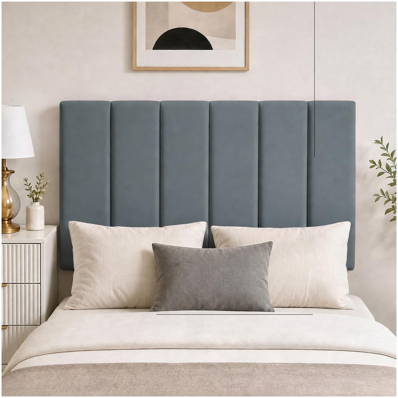 Bedding Home Lined Upholstered Single Headboards Divan Bed | Simple Assembly Padded Plush Bed Back Rest Support | Steel Single Headboard 3Ft (3Ft Single - Steel)