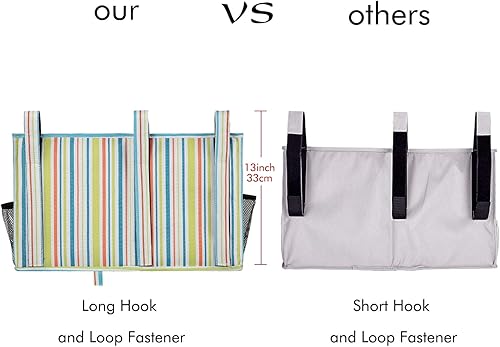 Miniatura 92 de Surblue - Organizador de cama colgante para mesita de noche, bolsa de almacenamiento, bolsillo para literas y camas de hospital, dormitorios Z-Zebra
