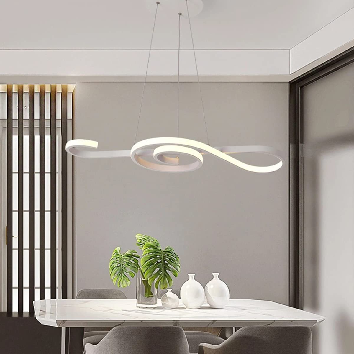 Lampy sufitowe do sypialni, stołu jadalnego LED ściemnialna z pilotem zdalnego sterowania, regulowana wysokość, lampa sufitowa do salonu, kreatywność, oświetlenie jadalni (białe dł. 100 cm/6
