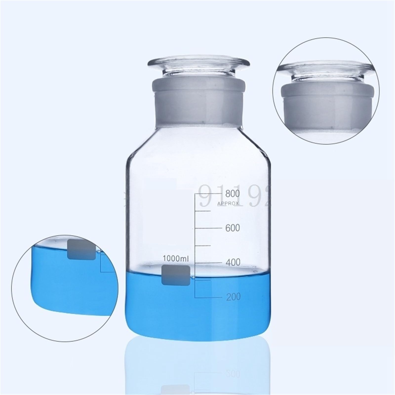 Szklana butelka laboratoryjna na odczynniki, Szklana butelka na odczynniki z szeroką szyjką i szlifowanym korkiem, brązowa, przezroczysta, 60-1000 ml(125mL 4pcs)
