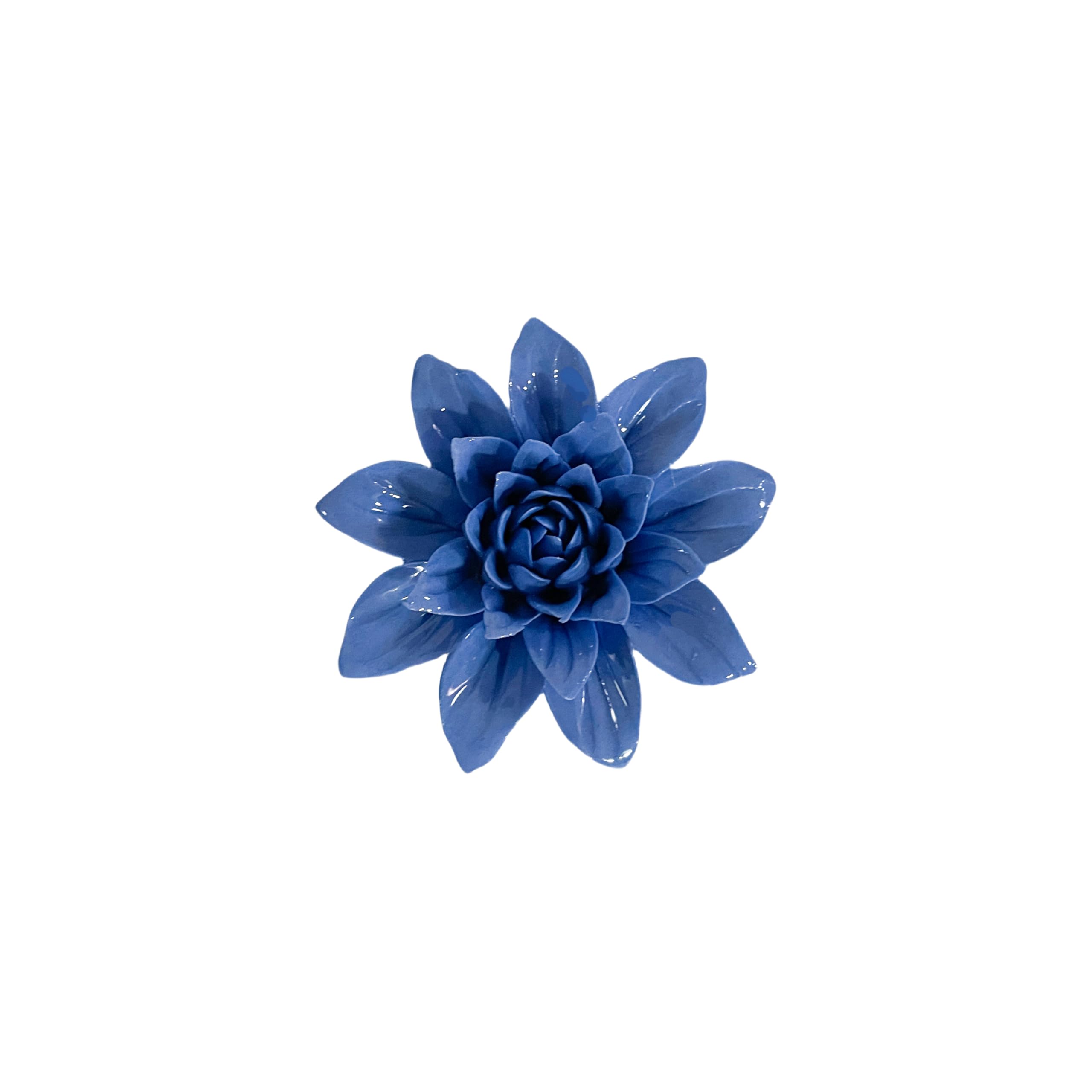 AMERRY 2.77",Royal Blue,Paeonia lactiflora,Ceramic Wall Flower Decor Artificial 3D Flower Wall Art，Handmade 3D Wall Art Hanging Sculpture， Porcelain Flower Wall Décor (Royal Blue)