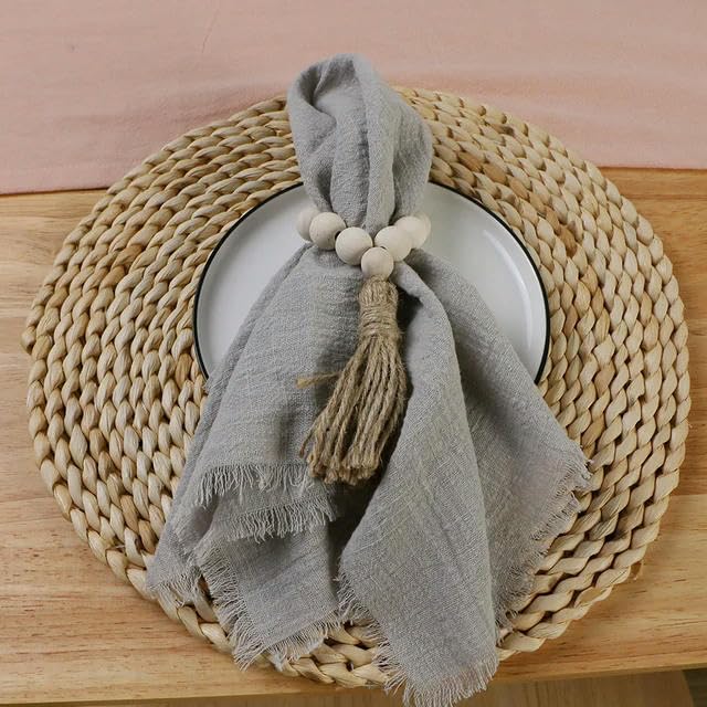 ANEIDA 42x42 cm 3/6/12/24 Pezzi Tovaglioli di Stoffa di Garza Tovaglioli di Cotone servilletas Boho Tovaglioli di Garza Rustica con Frange per la Cerimonia Nuziale