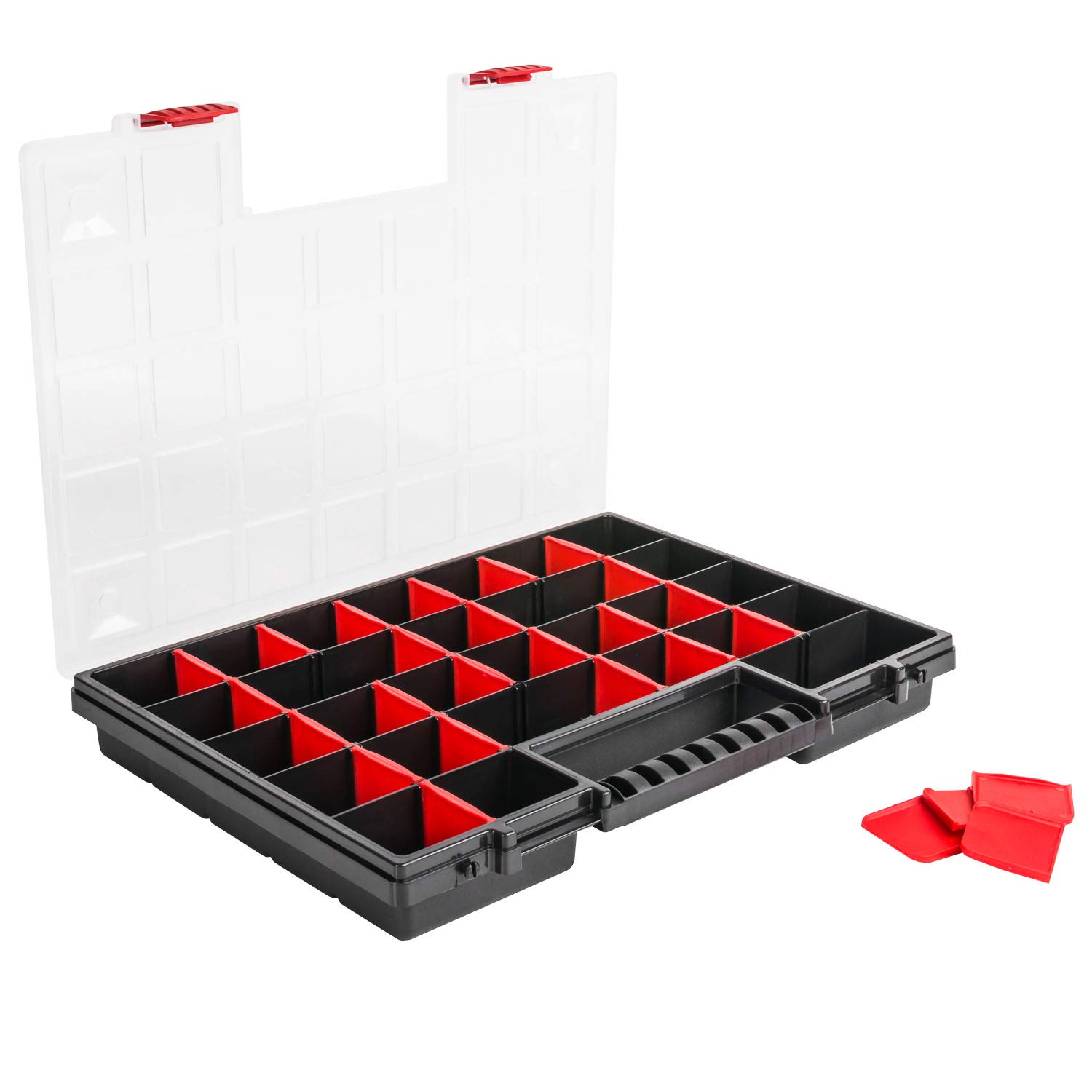 Lot de 5 boîtes de rangement – 310 x 400 x 50 mm – Organiseur pour petites pièces avec couvercle transparent, boîte de tri, mallette de tri, boîte à outils, mallette d'assortiment, boîte avec