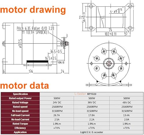 Miniatura 3 de Kit de conversión de cepillo de scooter eléctrico de 500 W con faro DIY, scooter eléctrico para niños, kit de motor de mini motocicleta eléctrica,