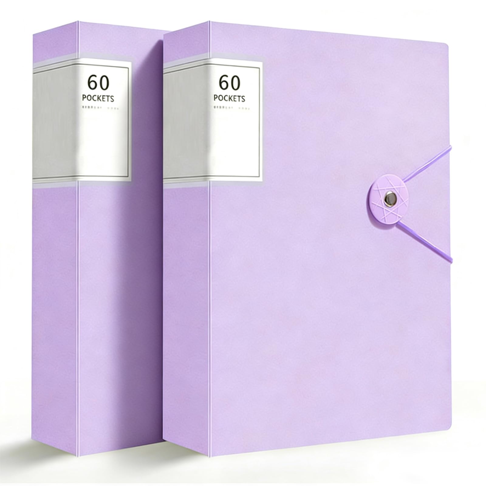 2pcs A4 Display Folder Book with Plastic Sleeves,Presentation Folder with 60 Pockets,File Organizer,Binder for Paperwork,Project,Certificate,Portfolio,Students(Purple)