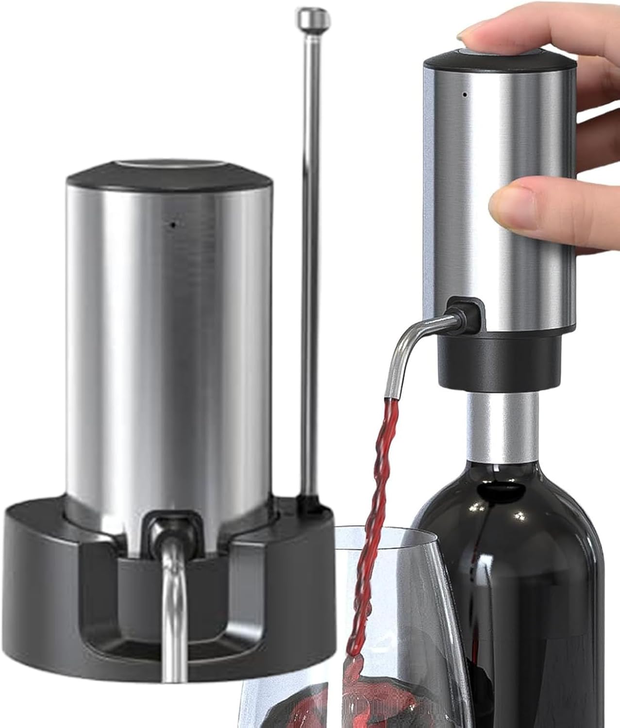 Wine Aerator Pourer - Rechargeable Automatic Portable Fast Device, Electric Wine Aerator and Dispenser for Home Bar Office, Ideal for Restaurant Outdoor Camping Party, Great for Men Women Birthday