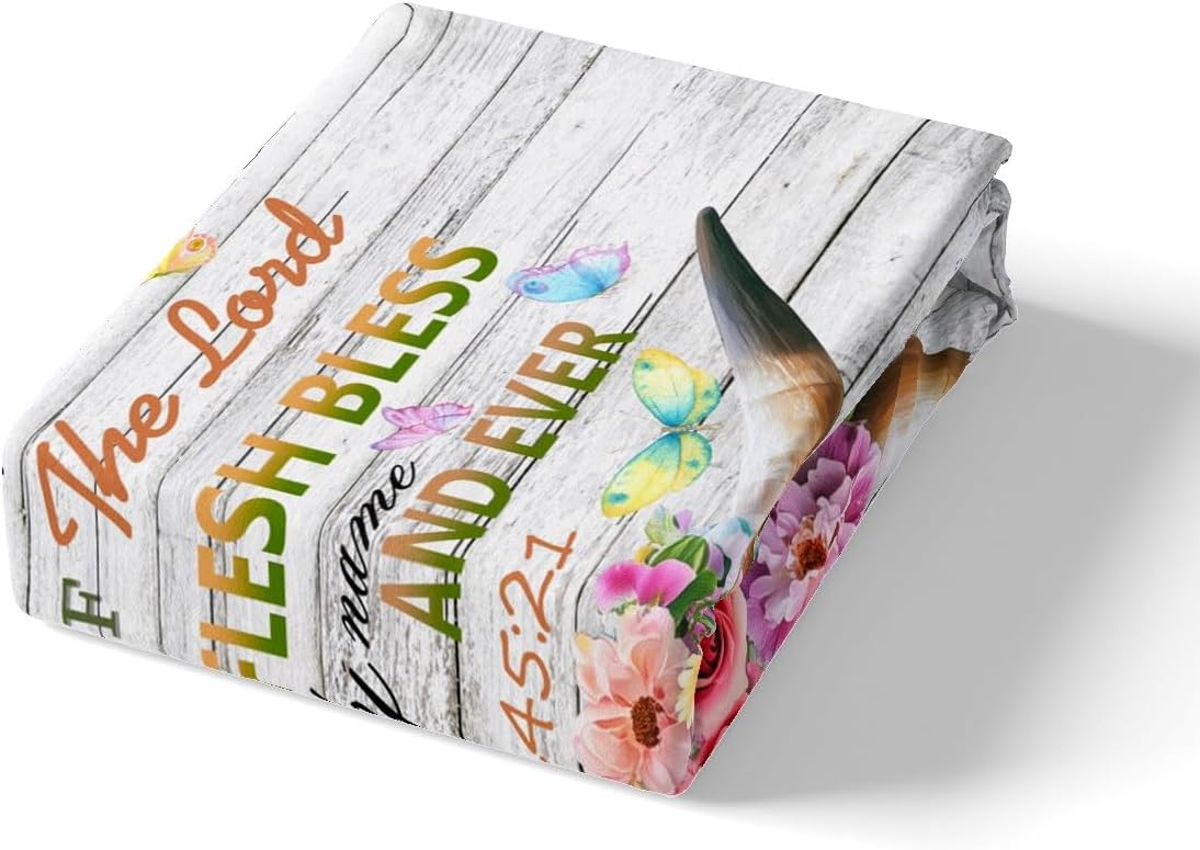 Feelyou Highland Cow Bed Sheet Set Rose Highland Cattle Bedding Sheets for Kids Boys Girls Bull Cattle Bedding Fitted Sheet Botanical Floral Bed Cover 1 Bed Sheet Set with 2 Pillowcases Queen Size